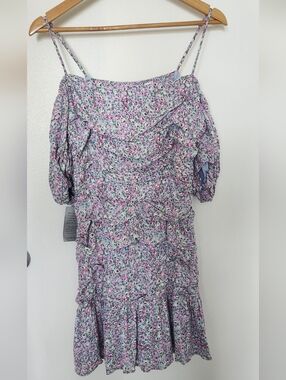 ASTR Blue Pink Ditsy Mini Dress